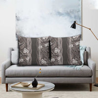 Hawaiian Art Flower Tribal with Lei Pillow Cover Palaka Pattern Grayscale - Polynesian Pride