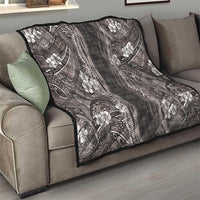 Hawaiian Art Flower Tribal with Lei Quilt Palaka Pattern Grayscale - Polynesian Pride