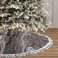 Hawaiian Art Flower Tribal with Lei Tree Skirt Palaka Pattern Grayscale - Polynesian Pride