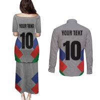 Custom New Caledonia-The Kagus Couples Matching Puletasi and Long Sleeve Button Shirt