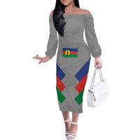 Custom New Caledonia-The Kagus Family Matching Off The Shoulder Long Sleeve Dress and Hawaiian Shirt