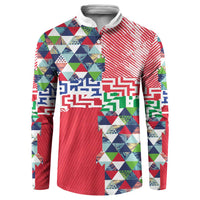 Hawaiian Floral Kakau Tropical Leaves-Sporty Style Button Sweatshirt