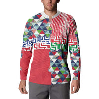 Hawaiian Floral Kakau Tropical Leaves-Sporty Style Button Sweatshirt