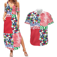 Hawaiian Floral Kakau Tropical Leaves-Sporty Style Couples Matching Summer Maxi Dress and Hawaiian Shirt
