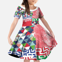 Hawaiian Floral Kakau Tropical Leaves-Sporty Style Family Matching Off The Shoulder Long Sleeve Dress and Hawaiian Shirt