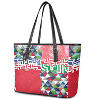 Hawaiian Floral Kakau Tropical Leaves-Sporty Style Leather Tote Bag