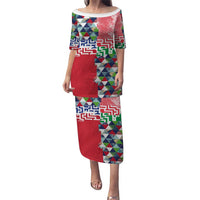 Hawaiian Floral Kakau Tropical Leaves-Sporty Style Puletasi