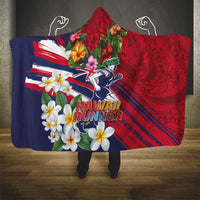 Hawaii Runner-Kakau Art with Lei and Plumeria Hooded Blanket