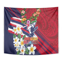 Hawaii Runner-Kakau Art with Lei and Plumeria Tapestry