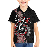 Aotearoa Toitu Te Tiriti Taniko Family Matching Puletasi and Hawaiian Shirt Maori Taniwha Haka - Honour the Treaty