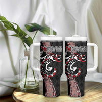 Aotearoa Toitu Te Tiriti Taniko Tumbler With Handle Maori Taniwha Haka - Honour the Treaty