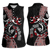 Aotearoa Toitu Te Tiriti Taniko Women Sleeveless Polo Shirt Maori Taniwha Haka - Honour the Treaty