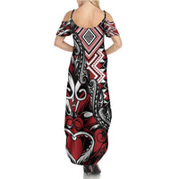 Aotearoa Maori Moko Art with Taniko Half Style Summer Maxi Dress