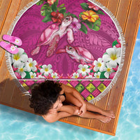Hawaiian Lei Turtle and Plumeria Beach Blanket Polynerian Art Tattoo-Plum Pink Color