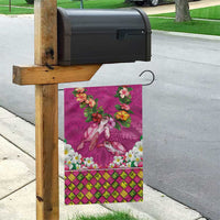 Hawaiian Lei Turtle and Plumeria Garden Flag Polynerian Art Tattoo-Plum Pink Color