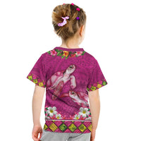 Hawaiian Lei Turtle and Plumeria Kid T Shirt Polynerian Art Tattoo-Plum Pink Color