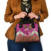 Hawaiian Lei Turtle and Plumeria Shoulder Handbag Polynerian Art Tattoo-Plum Pink Color LT03 - Polynesian Pride
