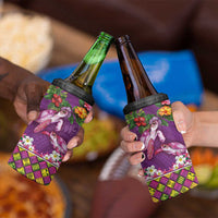 Hawaiian Lei Turtle and Plumeria 4 in 1 Can Cooler Tumbler Polynerian Art Tattoo-Mauve Color