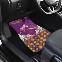 Hawaiian Lei Turtle and Plumeria Car Mats Polynerian Art Tattoo-Mauve Color