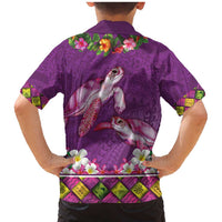 Hawaiian Lei Turtle and Plumeria Family Matching Mermaid Dress and Hawaiian Shirt Polynerian Art Tattoo-Mauve Color