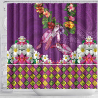 Hawaiian Lei Turtle and Plumeria Shower Curtain Polynerian Art Tattoo-Mauve Color LT03 - Polynesian Pride