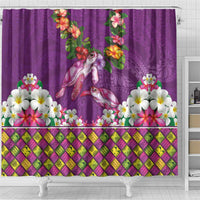 Hawaiian Lei Turtle and Plumeria Shower Curtain Polynerian Art Tattoo-Mauve Color LT03 - Polynesian Pride