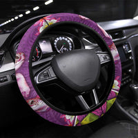 Hawaiian Lei Turtle and Plumeria Steering Wheel Cover Polynerian Art Tattoo-Mauve Color