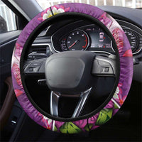 Hawaiian Lei Turtle and Plumeria Steering Wheel Cover Polynerian Art Tattoo-Mauve Color
