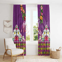 Hawaiian Lei Turtle and Plumeria Window Curtain Polynerian Art Tattoo-Mauve Color
