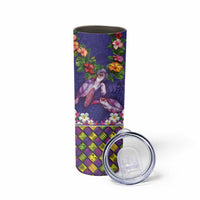 Hawaiian Lei Turtle and Plumeria Skinny Tumbler Polynerian Art Tattoo-Navy Color
