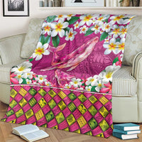 Hawaiian Plumeria and Humpback Whales Blanket Polynerian Art Tattoo-Plum Pink Color LT03 - Polynesian Pride