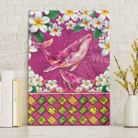 Hawaiian Plumeria and Humpback Whales Canvas Wall Art Polynerian Art Tattoo-Plum Pink Color