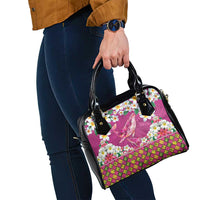 Hawaiian Plumeria and Humpback Whales Shoulder Handbag Polynerian Art Tattoo-Plum Pink Color LT03 - Polynesian Pride