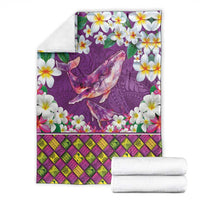 Hawaiian Plumeria and Humpback Whales Blanket Polynerian Art Tattoo-Mauve Color LT03 - Polynesian Pride