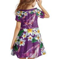 Hawaiian Plumeria and Humpback Whales Family Matching Off Shoulder Maxi Dress and Hawaiian Shirt Polynerian Art Tattoo-Mauve Color