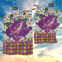Hawaiian Plumeria and Humpback Whales Garden Flag Polynerian Art Tattoo-Mauve Color