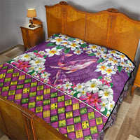 Hawaiian Plumeria and Humpback Whales Quilt Polynerian Art Tattoo-Mauve Color