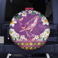Hawaiian Plumeria and Humpback Whales Spare Tire Cover Polynerian Art Tattoo-Mauve Color