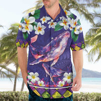 Hawaiian Plumeria and Humpback Whales Hawaiian Shirt Polynerian Art Tattoo-Navy Color