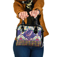 Hawaiian Plumeria and Humpback Whales Shoulder Handbag Polynerian Art Tattoo-Navy Color LT03 One Size Navy - Polynesian Pride