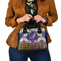 Hawaiian Plumeria and Humpback Whales Shoulder Handbag Polynerian Art Tattoo-Navy Color LT03 - Polynesian Pride