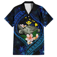 Hawaii Turtle Plumeria Flower Fanciful Family Matching Off The Shoulder Long Sleeve Dress and Hawaiian Shirt LT03 Dad's Shirt - Short Sleeve Black - Polynesian Pride