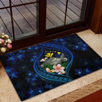Hawaii Turtle Plumeria Flower Fanciful Rubber Doormat