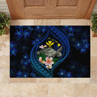 Hawaii Turtle Plumeria Flower Fanciful Rubber Doormat