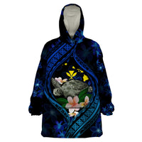 Hawaii Turtle Plumeria Flower Fanciful Wearable Blanket Hoodie