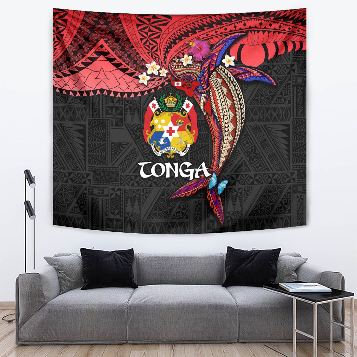 Tonga Emancipation Day Tapestry Ngatu Humpback Whale Polynesian Flower