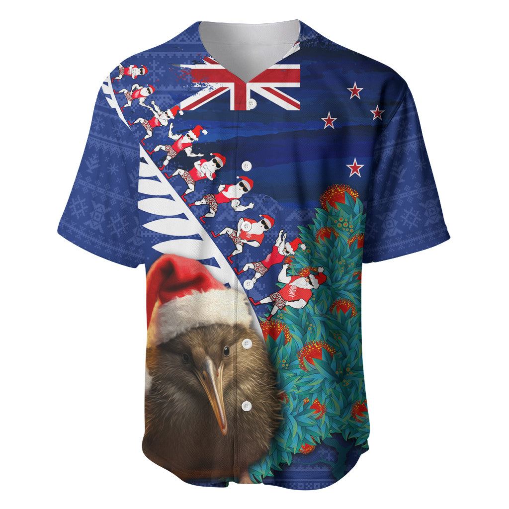 New Zealand Christmas Baseball Jersey Kiwi Bird Santa and Silver Fern Funny Haka Dance