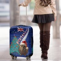 New Zealand Christmas Luggage Cover Kiwi Bird Santa and Silver Fern Funny Haka Dance