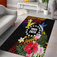 Cook Islands Independence Day Area Rug Maroro and Kakaia with Hibiscus Flower Polynesian Pattern