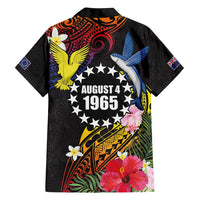 Cook Islands Independence Day Family Matching Off Shoulder Short Dress and Hawaiian Shirt Maroro and Kakaia with Hibiscus Flower Polynesian Pattern LT03 - Polynesian Pride